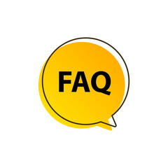 Faq help flat design icon. Query frequently question speech vector information symbol - obrazy, fototapety, plakaty