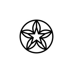 Foliate shapes around the star. Vector motif