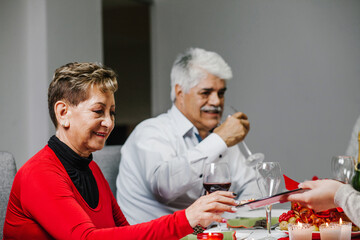 Mexico senior couple on Christmas eve dinner