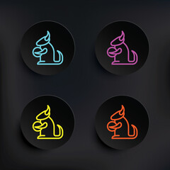 Dragon dark badge color set icon. Simple thin line, outline vector of mythology icons for ui and ux, website or mobile application on dark gradient background