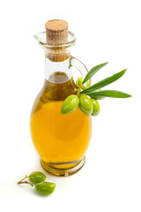 seasonal olive oil isolated on white background