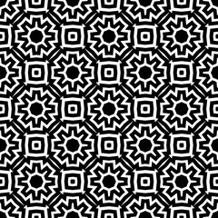 Black, white pattern, geometric wallpaper , seamless texture with flat floral ornament, decorative illustration with simple elemets