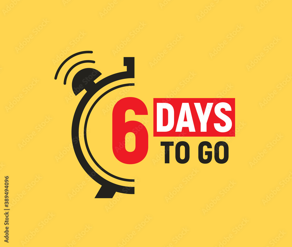 Canvas Prints 6 days to go last countdown icon. five day go sale price offer promo deal timer, 6 days only