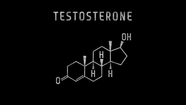 Testosterone Molecular Structure Symbol Sketch or Drawing Animation black background and Green Screen