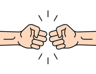Fist bump icon hand. Strong fight vector friendship bro flat fist bump icon desing
