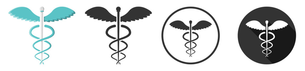 Caduceus medical medicine symbol sign icon flat design