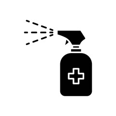 Vector Spraying sanitizer bottle icon, disinfectant spray symbol on isolated white background for UI/UX and website.
