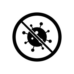 Vector No coronavirus icon, Stop Covid-19 virus symbol on isolated white background for UI/UX and website.