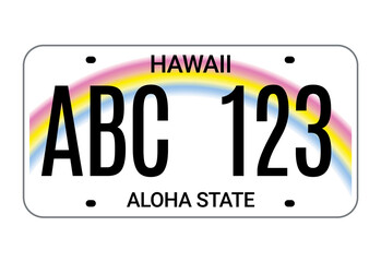 Car license hawaii plate. Aloha state vector license plate usa template