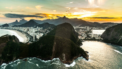 Copacabana Beach in Rio de Janeiro aerial shot