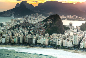 Copacabana Beach in Rio de Janeiro aerial shot