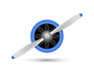 Plane blade propeller, vector airplane wood engine logo icon. Aircraft propeller fan © kolonko