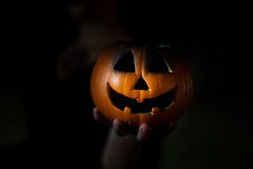 Handheld Carved Jack-O-Lantern