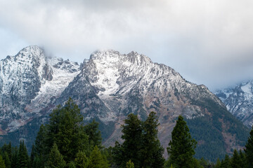 Dark clouds over mountains