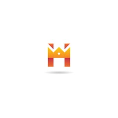 initial h with crown logo design icon element template