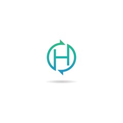 initial h with circle logo design icon element template