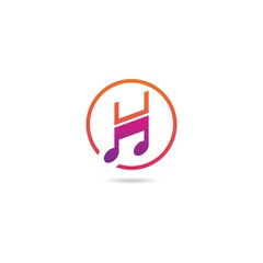 initial h with music logo design icon element template