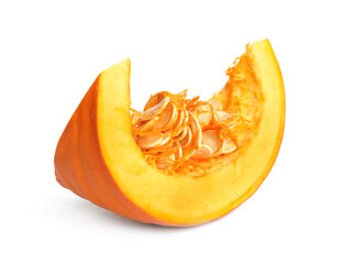 Piece of ripe orange pumpkin isolated on white