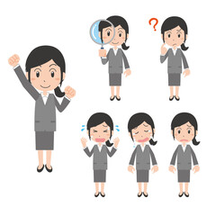 Fototapeta premium 女性会社員ポーズ表情バリエーションセット