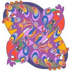 Obraz premium Graphic abstract Medalion flat color creative and unique Logo element design with symmetry and linework color block