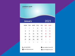 simple calendar 2021