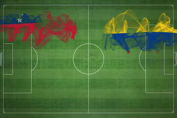 Samoa vs Colombia Soccer Match, national colors, national flags, soccer field, football game, Copy...