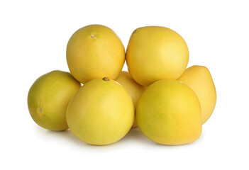 Fresh exotic pomelo fruits isolated on white