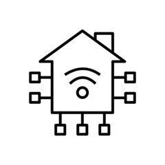 smart home outline icon vector illustration