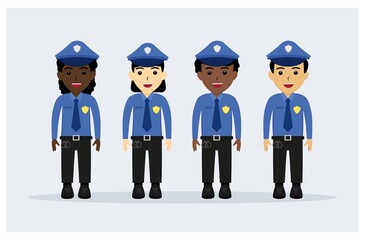 character of the Police profession in flat design