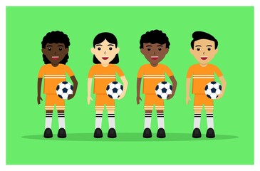 character of the Football Player profession in flat design