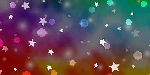 Light Multicolor vector template with circles, stars.