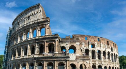 Fototapeta premium Colosseum, the flavian amphitheatre in Italy Rome. Architecture and travelling concept.