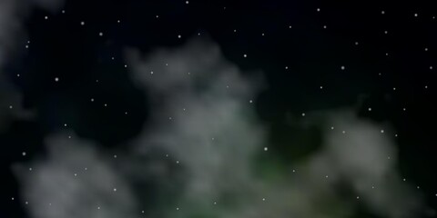 Dark Green vector background with small and big stars.