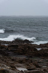 Wave crashing on the rock in the coastline