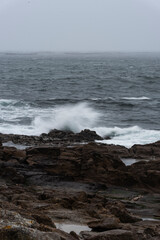 Wave crashing on the rock in the coastline