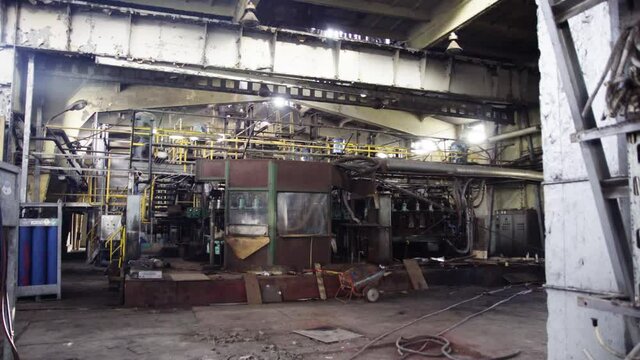 old factory with mess messy industrial ambience post apocalyptic view like in Chernobyl urban exploring