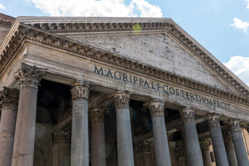 Pantheon roman temple and catholic church in rome Italy. Architecture and travelling concept.