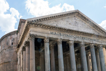 Pantheon roman temple and catholic church in rome Italy. Architecture and travelling concept.