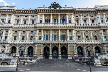 Fototapeta na wymiar Architecture shot of the supreme court building in rome, italy. Palace of Justice. High court.