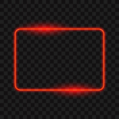 Red neon frame, isolated on transparent background, vector illustration. © Vectorry