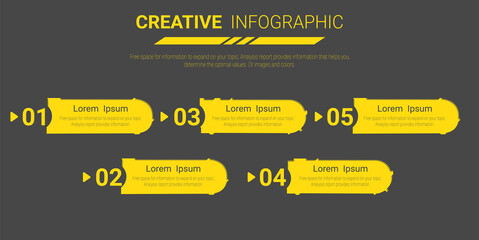 Infographic design template with numbers 5 option can be used for workflow layout, diagram, number step up options. 