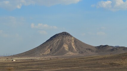 Fototapeta na wymiar Volcano in desert, Saudi Arabia, KSA, on the way between Jeddah and Medina 