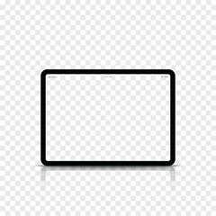 Modern realistic black tablet computer with transparent screen. Vector illustration.