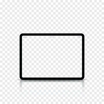 Modern realistic black tablet computer with transparent screen. Vector illustration.