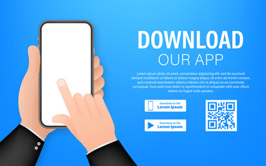 Download page of the mobile app. Empty screen smartphone for you app. Download app. Vector stock illustration