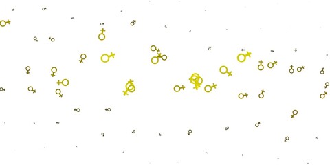 Light Green, Yellow vector texture with women's rights symbols.