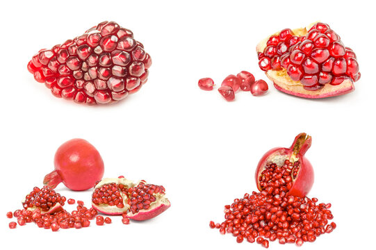 Collection of pomegranates isolated on a white background cutout