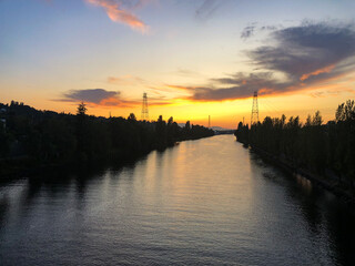 sunset over the canal
