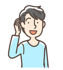 髪に満足している男性