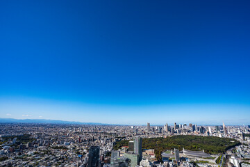 Obraz premium 【渋谷スカイより・広角撮影】東京都、都市景観/新宿副都心・代々木公園方面